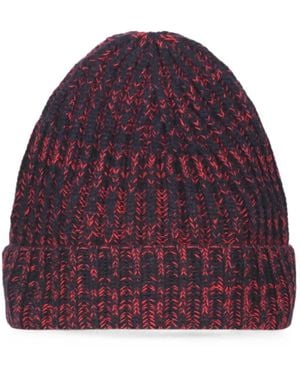 Malo Ribbed-Knit Cashmere Beanie Hat - Red
