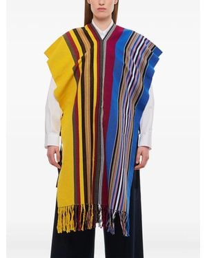 Colville Striped V-Neck Cape - Blue