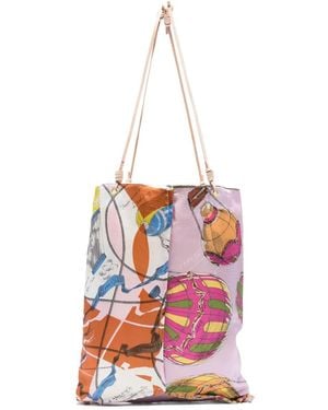 Manipuri Graphic-Print Tote Bag - White