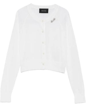 Simone Rocha Cárdigan Con Detalles De Cristales - Blanco