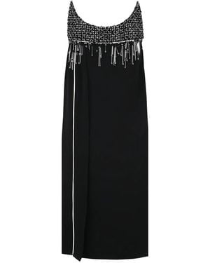 Prada Crystal-Bead Embellished Mini Dress - Black