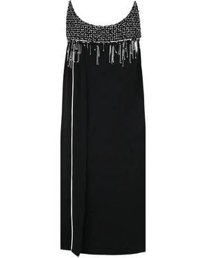 Prada Crystal-Bead Embellished Mini Dress - Black