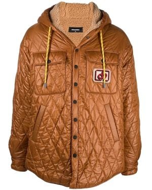 DSquared² Logo-Patch Quilted Jacket - Brown
