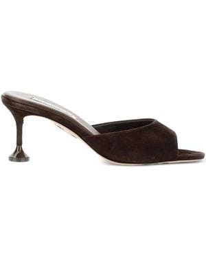 Aquazzura 65Mm Bisous Fluted-Heel Suede Sandals - Brown