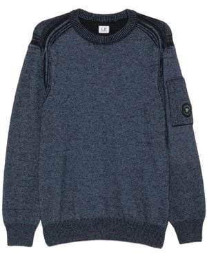 C.P. Company Lens-Detail Ribbed-Trim Jumper - Blue