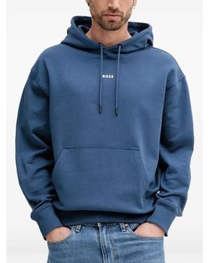BOSS Logo-print hoodie - Blau
