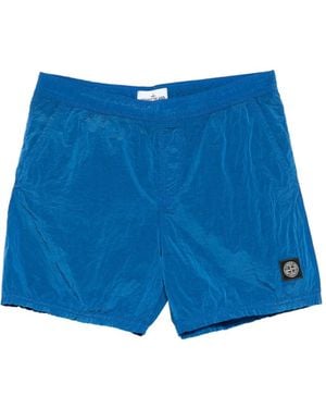 Stone Island Logo-Patch Swim Shorts - Blue