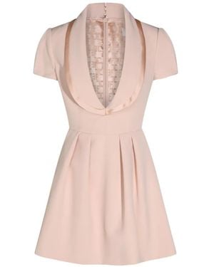 Elisabetta Franchi Pleated Mini Satin-Trim Dress - Pink