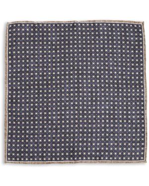 Al Duca d'Aosta Houndstooth-Pattern Silk Pocket Square - Grey