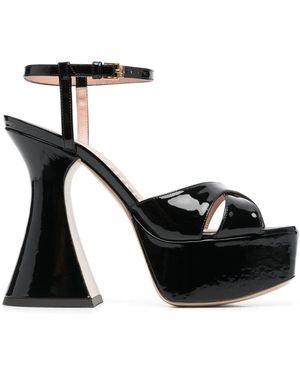 Moschino Patent Leather Platform Sandals - Black