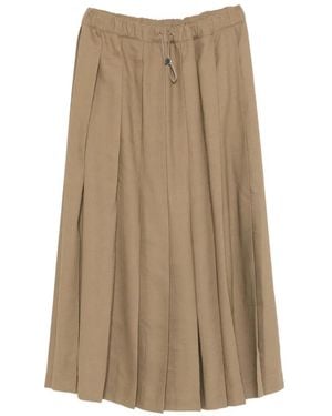 Fabiana Filippi Drawstring-Fastening Pleated Midi Skirt - Natural