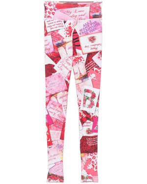 Balenciaga High-Waist Printed Leggings - Red