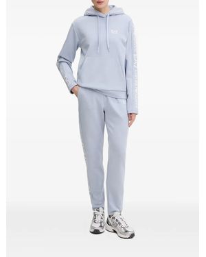 EA7 Logo Jersey Hoodie And Jogger Trousers Tracksuit - Blue