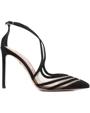 Aquazzura Point Toe Strap Heels - Black