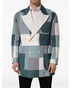 Dolce & Gabbana Patchwork Double-Breasted Jacket - Blue