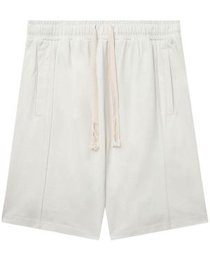 FIVE CM Slogan-Embroidered Cotton Shorts - White