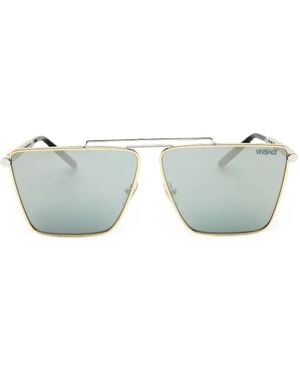 Versace Greca Geometric-Frame Sunglasses - White