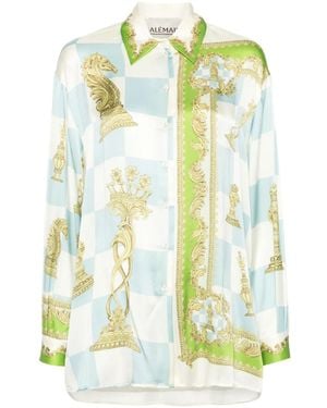 ALÉMAIS Checkmate Silk Shirt - Green