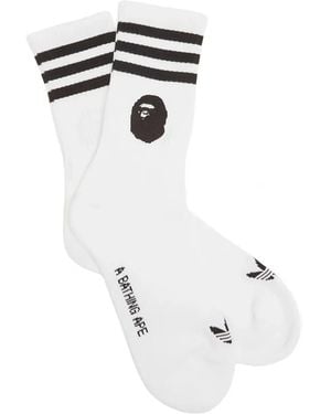 adidas X Bape Logo-Print Socks - White