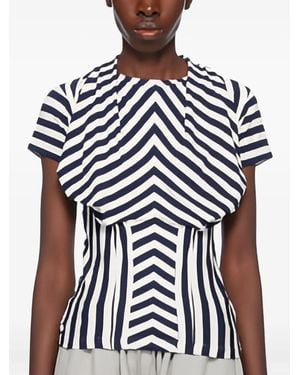 Pushbutton Striped Corset Top - White
