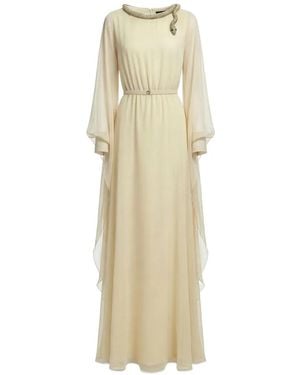 Saiid Kobeisy Crystal-Snake Embellished Dress - Natural