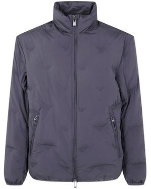 Emporio Armani Eagle-logo Quilted Jacket - ブルー
