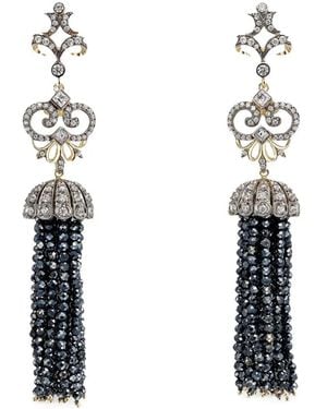 Anabela Chan Pendientes Tassel En Oro Amarillo De 18 Ct Con Diamantes Y Ónix - Blanco