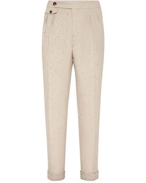 Brunello Cucinelli Pressed-Crease Pants - Natural