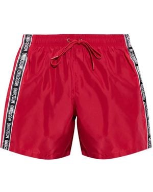 Moschino Logo-Tape Swim Shorts - Red