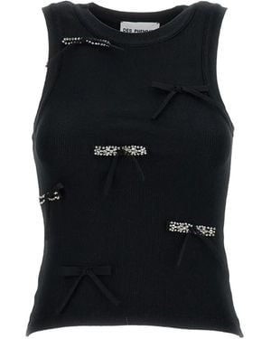 Des Phemmes Bow-Embellished Top - Black