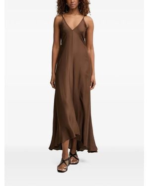 Haveone V-Neck Tie-Back Maxi Dress - Brown