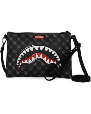 Sprayground Karierte Schultertasche Mit Hai-Print - Schwarz