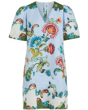 Marie Oliver Kiki Floral Puff-Sleeve Dress - Blue
