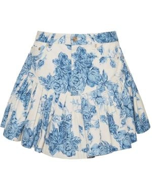 Cara Cara Ohara Floral-Print Pleated Mini Skirt - Blue