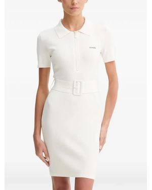 Guess Belted Zip-Fastening Mini Dress - White