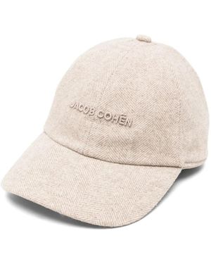 Jacob Cohen Herringbone-Pattern Embroidered-Logo Baseball Cap - Natural