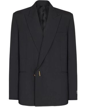 Balmain Notched-Lapel Wool Blazer - Black