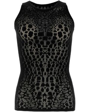 Wolford Net-Pattern Sleeveless Top - Black