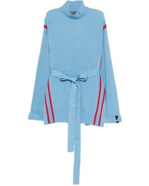 Iceberg Belted Striped Turtleneck Jumper - Blue