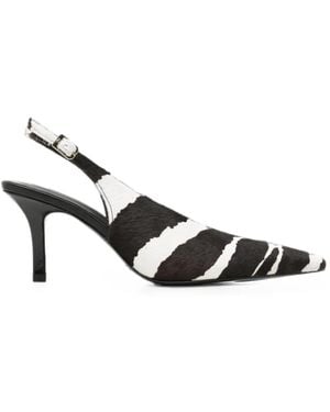 Patrizia Pepe Zebra-Print Leather Slingback Court Shoes - White