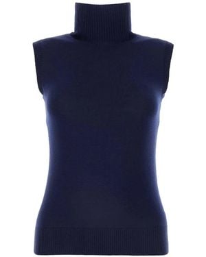 Sportmax Ardenza Virgin Wool Knitted Top - Blue
