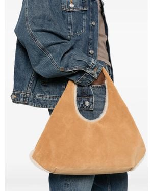 Coperni Schultertasche Mit Shearling-Besatz - Braun