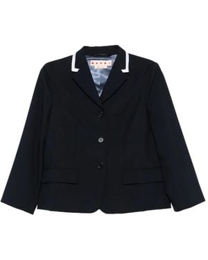 Marni Blazer Tropical Con Ribete En Contraste - Azul