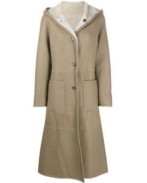Liska Reversible Hooded Leather Coat - Natural
