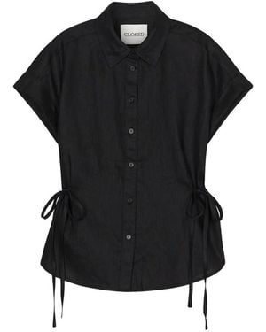 Closed Tie Waist Shirt - Black
