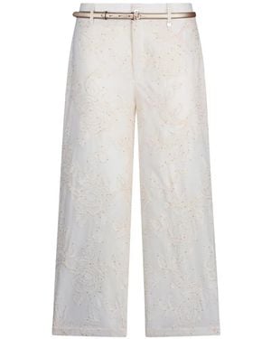 Liu Jo Sequin-Embroidered Muslin Trousers - White