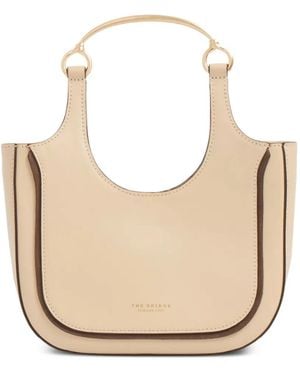The Bridge Metal Handle Leather Mini Clutch Bag - Natural