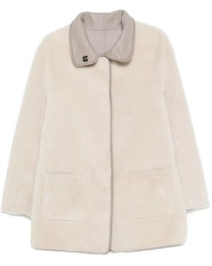 Simonetta Ravizza Wendbarer Mantel Aus Shearling - Weiß