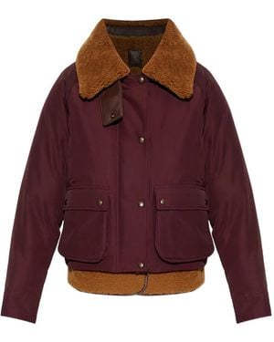 Loewe Shearling-Collar Puffer Jacket - Purple