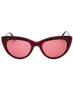 Bebe Glitter-Embellished Cat-Eye Sunglasses - Pink